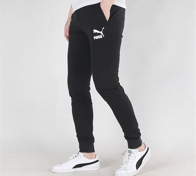 PUMA Classics Jersey Cuffed Pants 'Black White' 597488-01