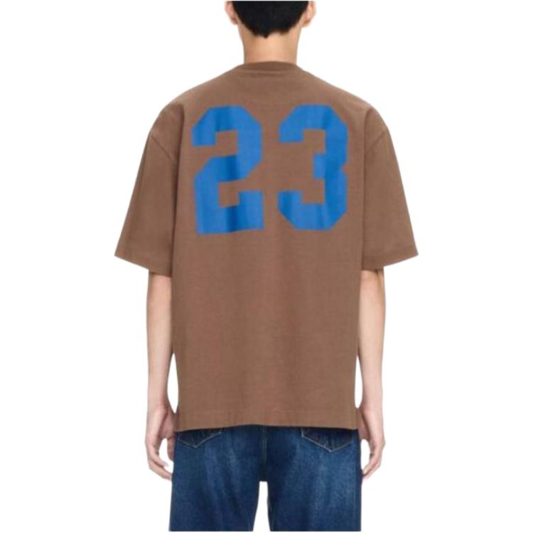 Off-White 23 Varsity Skate Cotton T-Shirt 'Brown White' OMAA120S24JER0112846