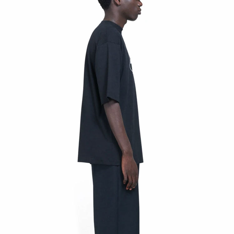 Men's Balenciaga Retro Uniform Loose Design Short Sleeve Black 620969TIV791000