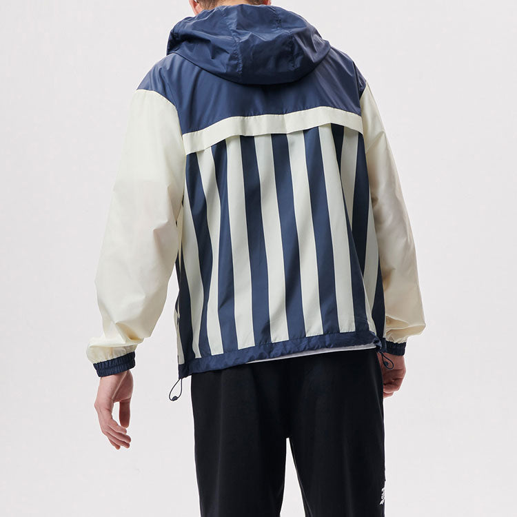 Men's FILA FUSION Stripe Contrasting Colors Loose hooded Jacket Gray T11M132701F-DY