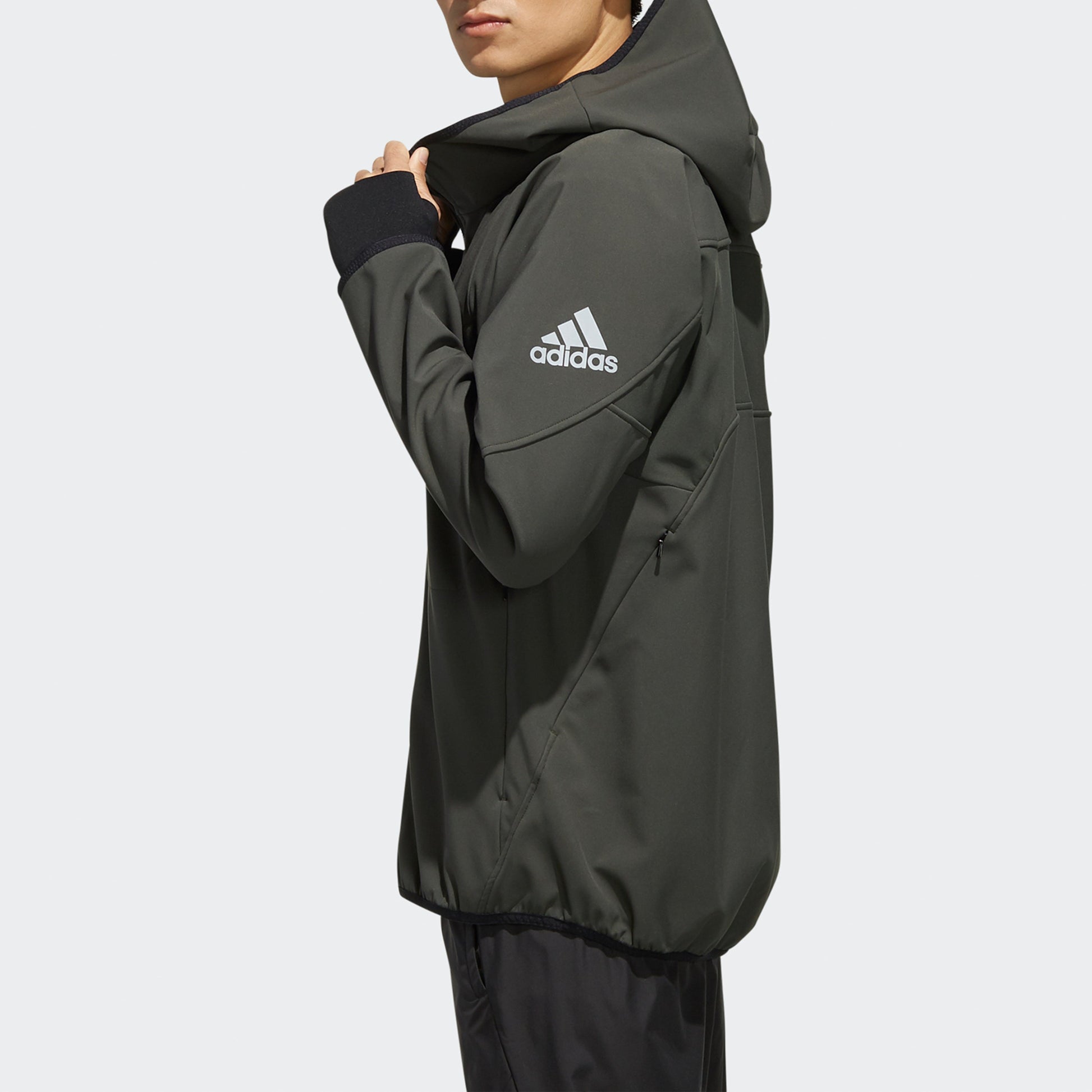 adidas Windproof Fleece Lined Stay Warm Hooded Jacket Brown ED3727