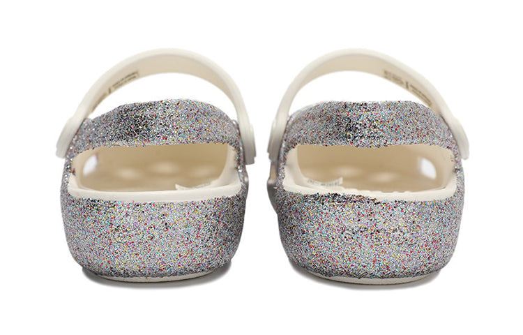 (PS) Crocs Outdoor Flat Heel Shiny Sports Silver Sandals 206370-93R