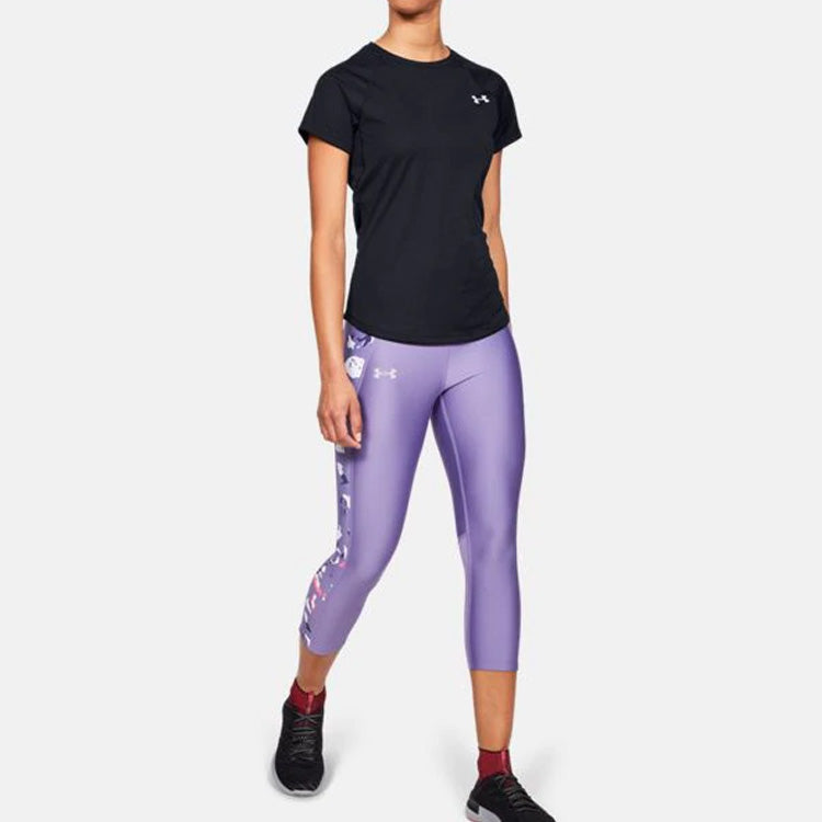 (WMNS) Under Armour Running Sports Short Sleeve Black 1326462-001