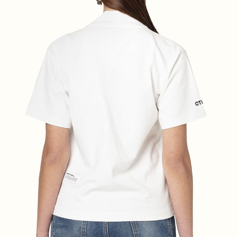 HERON PRESTON Collar Embroidered Logo Short Sleeve White HWAA021E20JER0010110