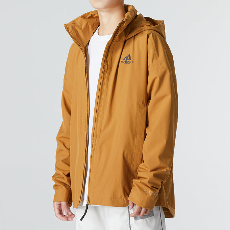 Men's adidas Traveer Rr J Athleisure Casual Sports Woven Logo Stripe Hooded Jacket Yellow HG6013