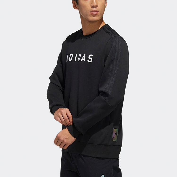adidas logo Printing Sports Round Neck Pullover Black FM9377
