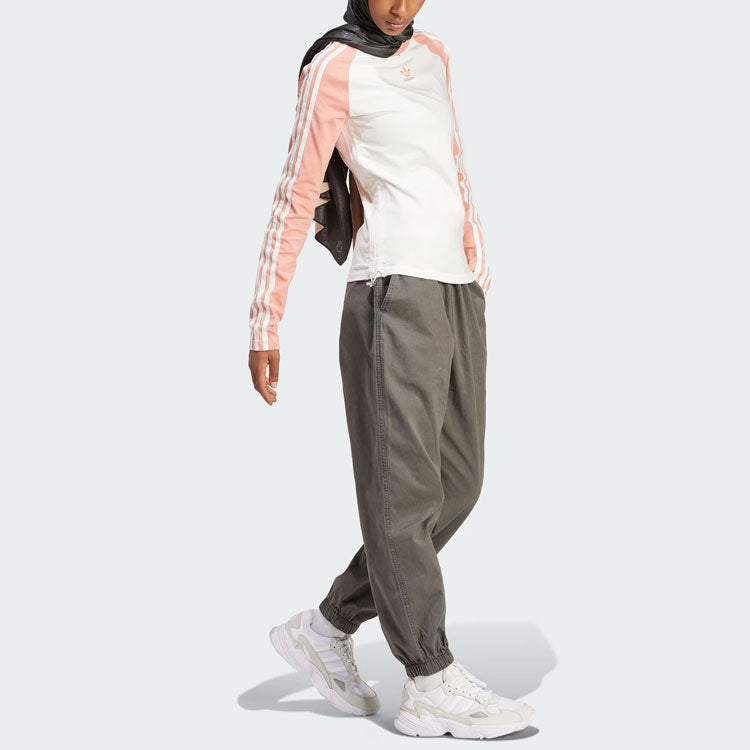 (WMNS) adidas originals Slim Fit Long Sleeve Tee Asia Sizing 'White Pink' IY0781