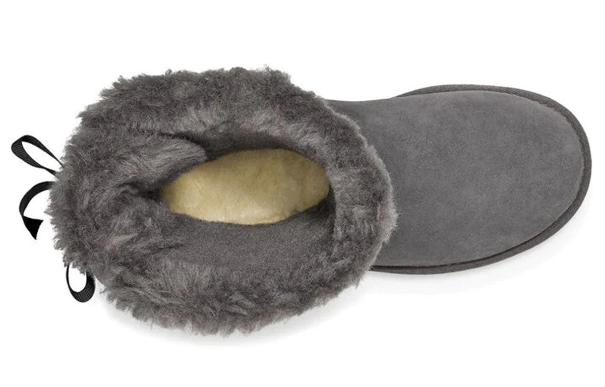 (WMNS) UGG Short Bow Stiefel Fleece Lined Gray 1110706-CHRC