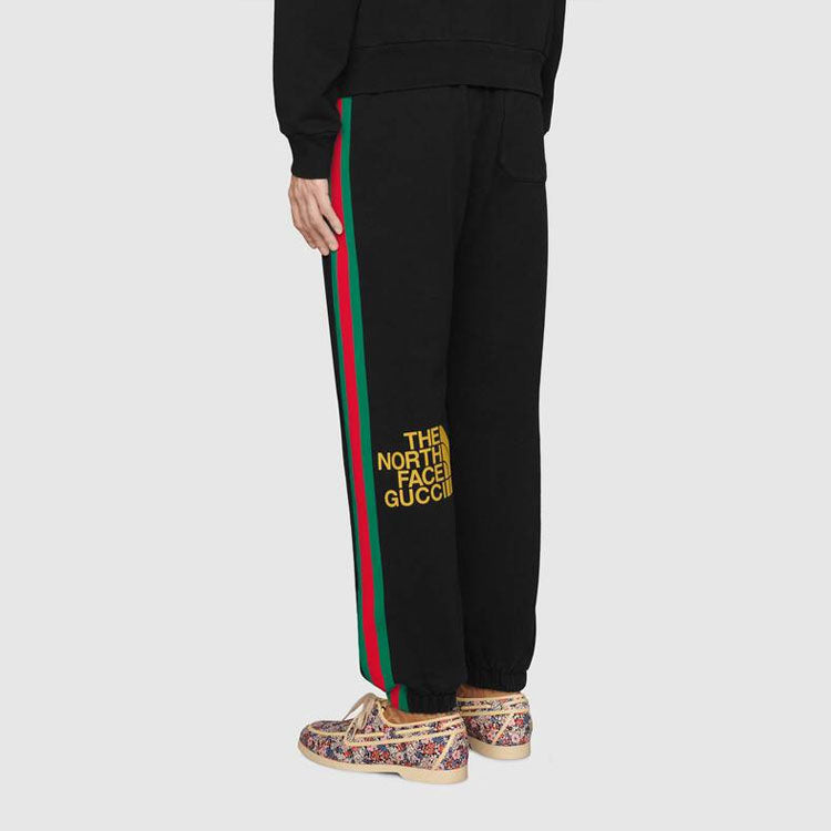 Gucci x THE NORTH FACE Crossover SS21 Webbing Printing Cotton Sports Pants/Trousers/Joggers Black 657490-XJDIP-1082