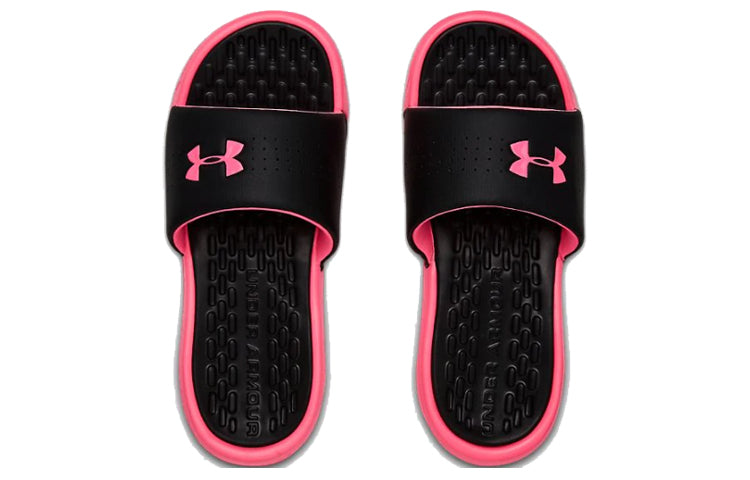 (WMNS) Under Armour Playmaker Fixed Strap Slide 'Black Pink' 3000063-001