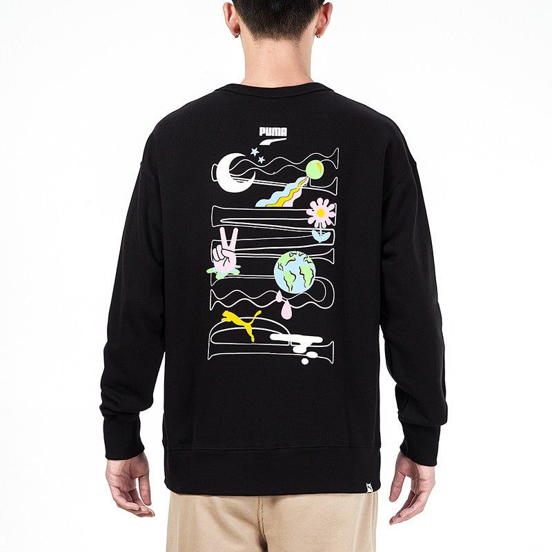PUMA Back Large Printing Sports Training Knit Pullover Black 533037-01