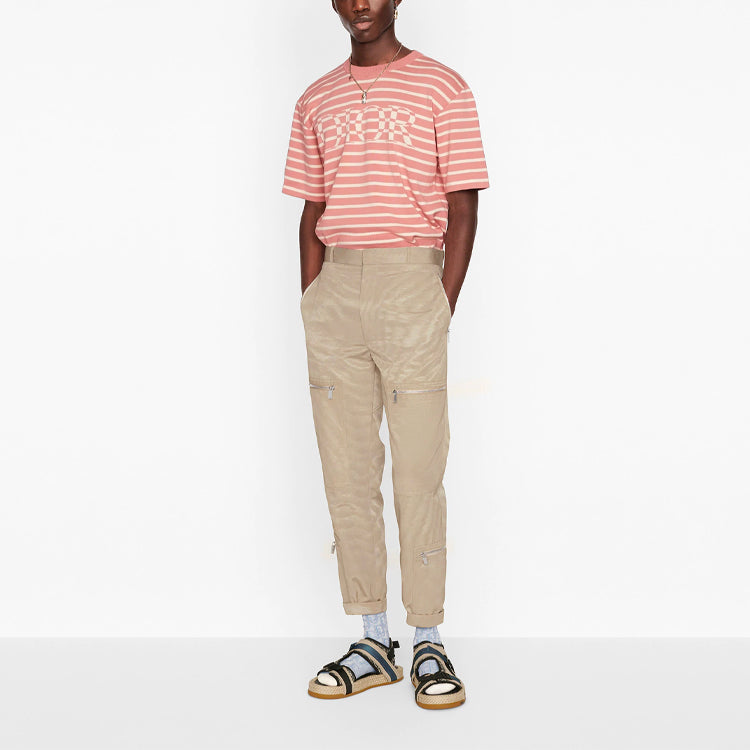 DIOR SS21 Stripe Letter Pattern Round Collar Male Pink 183M647AT234-C480