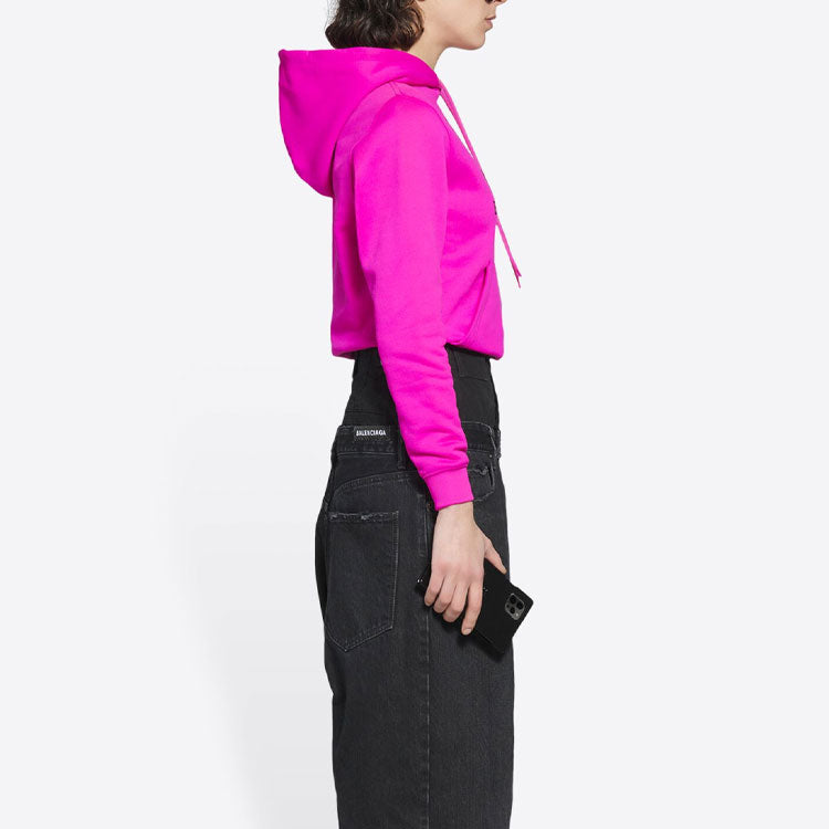 (WMNS) Balenciaga FW21 Micro Mark Logo Drawstring Long Sleeves Hoodie Pink 657683TKVE36817