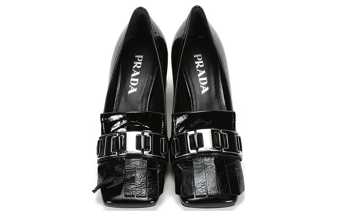 (WMNS) PRADA Logo Plaque Heeled Loafers 'Black' 1D319M_H27_F0002_F_055