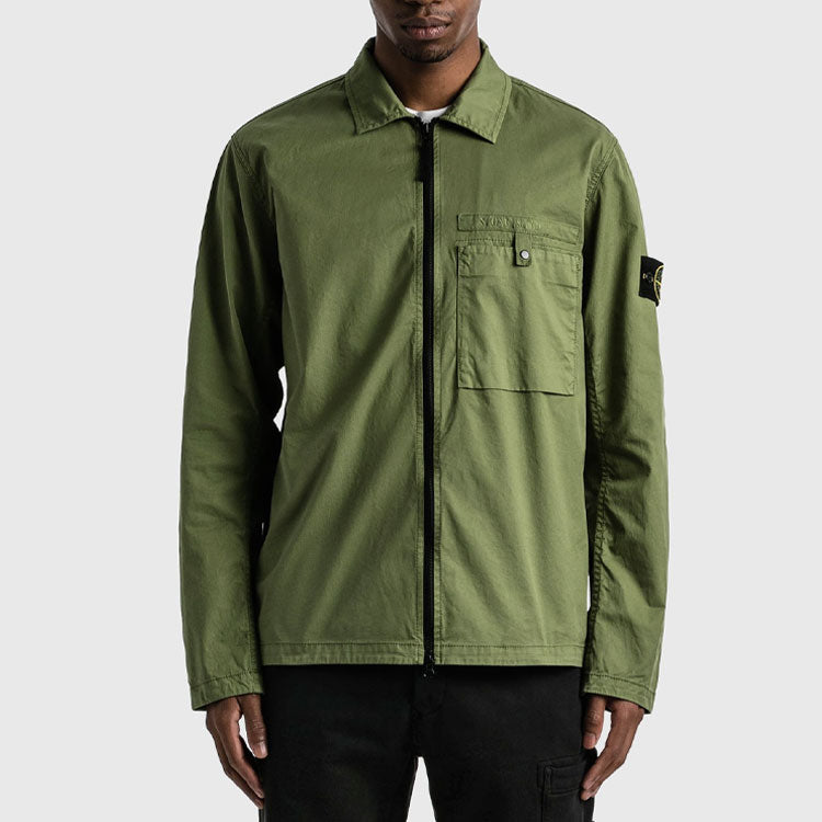 STONE ISLAND Supima Cotton Shirt Jacket 'Olive' 761512619-V0058