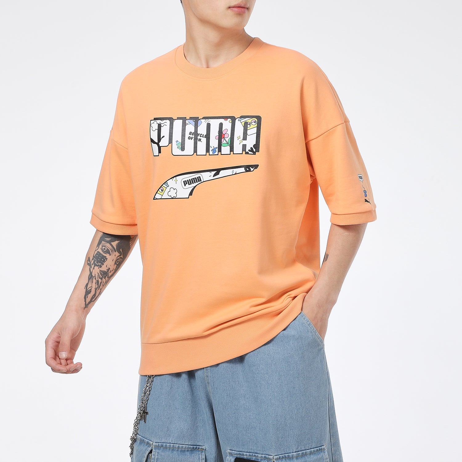 PUMA Logo Essentials T-Shirt 'Orange White' 532041-36
