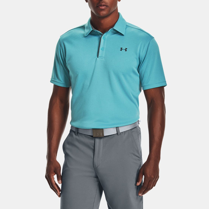 Men's Under Armour Tech Golf Breathable Sports Short Sleeve Polo Shirt Blue 1290140-476