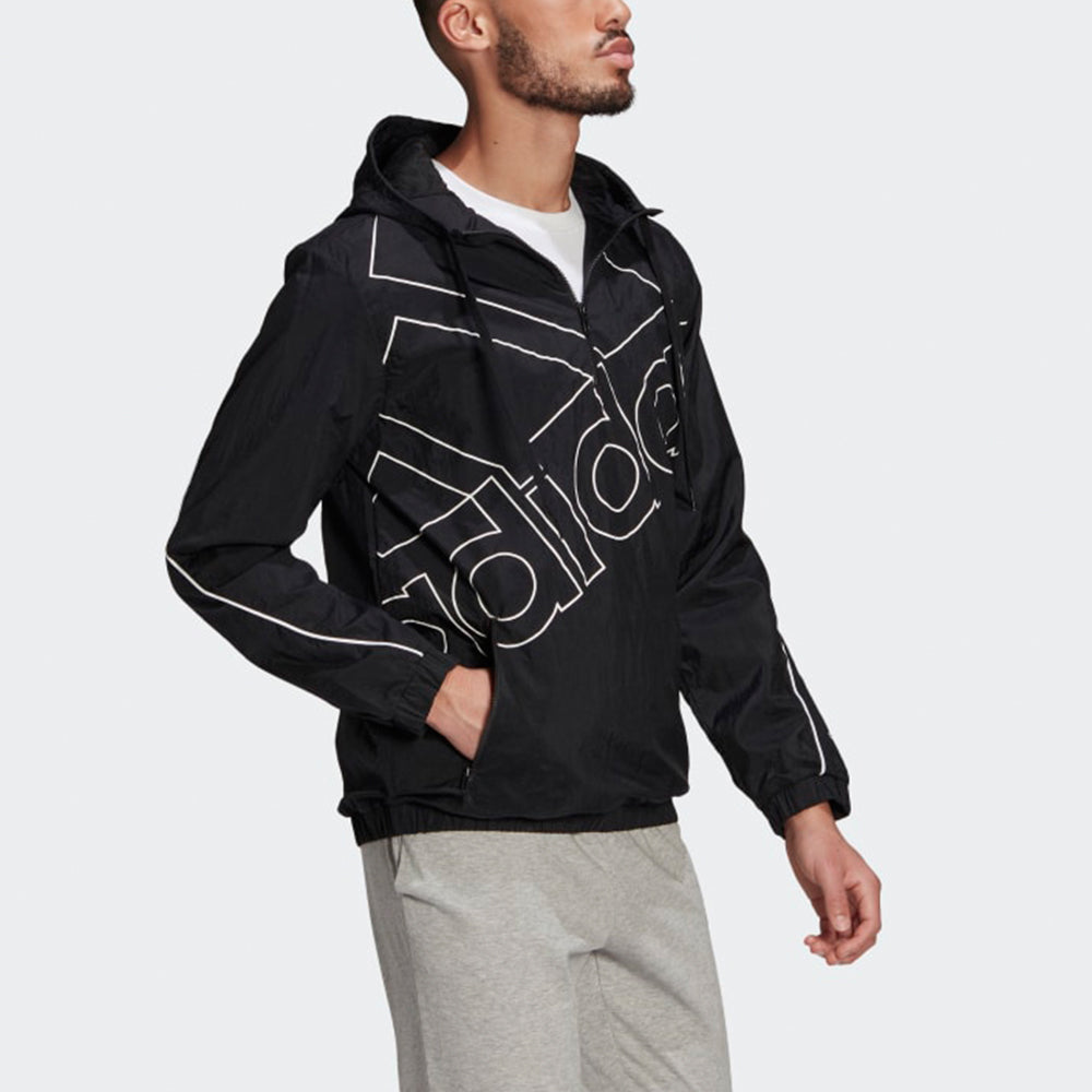 adidas M Favs Q1 Wb Large Logo Printing Sports Hooded Jacket Black GK9439