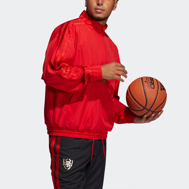 adidas Cny Dm Po Basketball Casual Sports Half Zipper Jacket Red GP0226