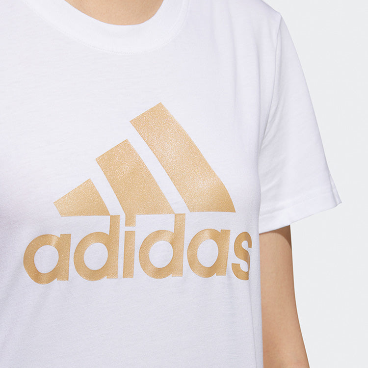 (WMNS) adidas Large Shiny Logo Short Sleeve White GK8720