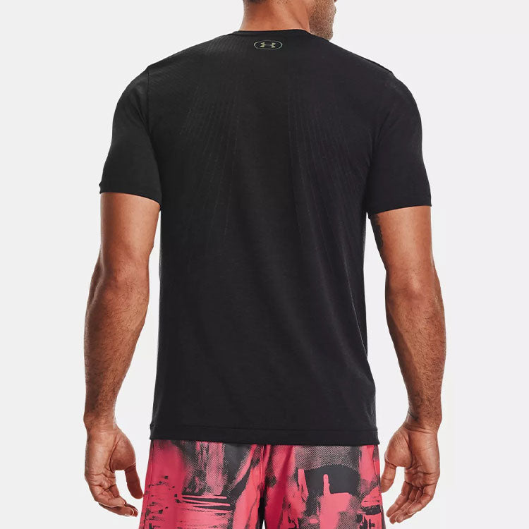Men's Under Armour Rush Seamless Casual Sports Breathable Short Sleeve Black 1361130-001