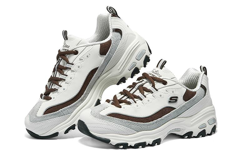 (WMNS) Skechers D'Lites 1.0 Shoes 'White Grey Brown' 896276-OWBR