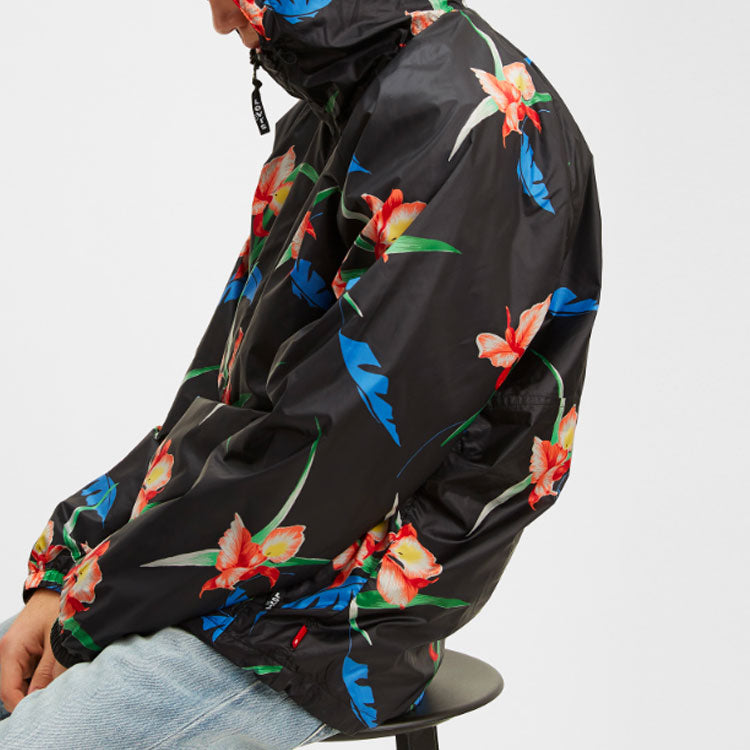Men's Levis Flowers Printing Hooded Jacket Black 56568-0004