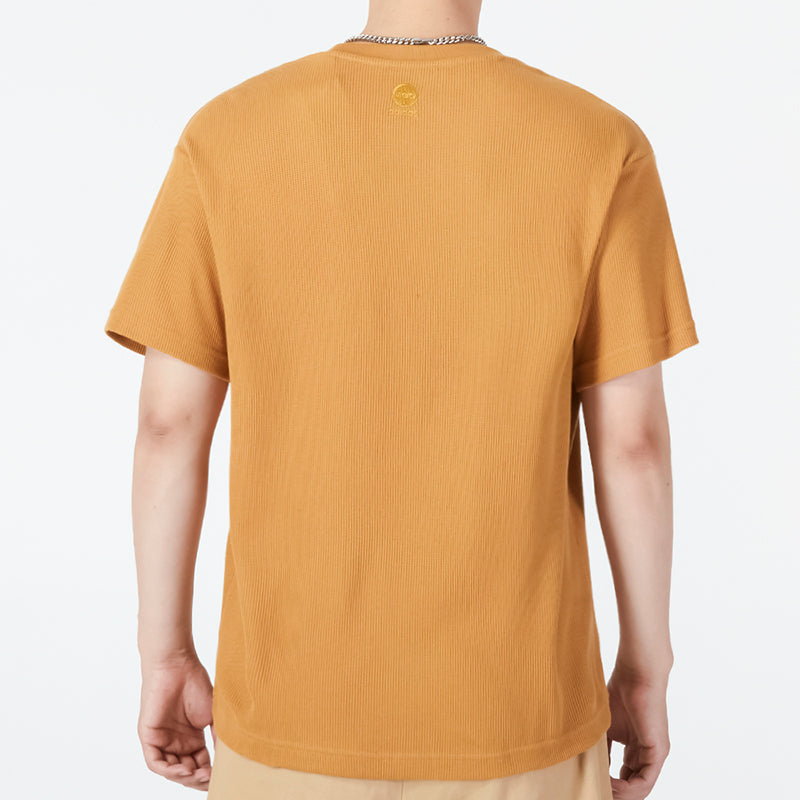 Men's adidas neo Contrasting Colors Pocket Athleisure Casual Sports Round Neck Short Sleeve Wheat T-Shirt HN4706