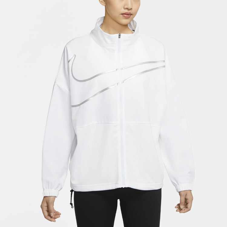(WMNS) Nike Large Woven Stand Collar Training Sports White Jacket DA0498-100