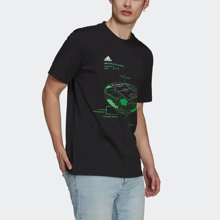 adidas x LEGO Crossover Soccer/Football Casual Sports Short Sleeve Japanese version Black HA0926