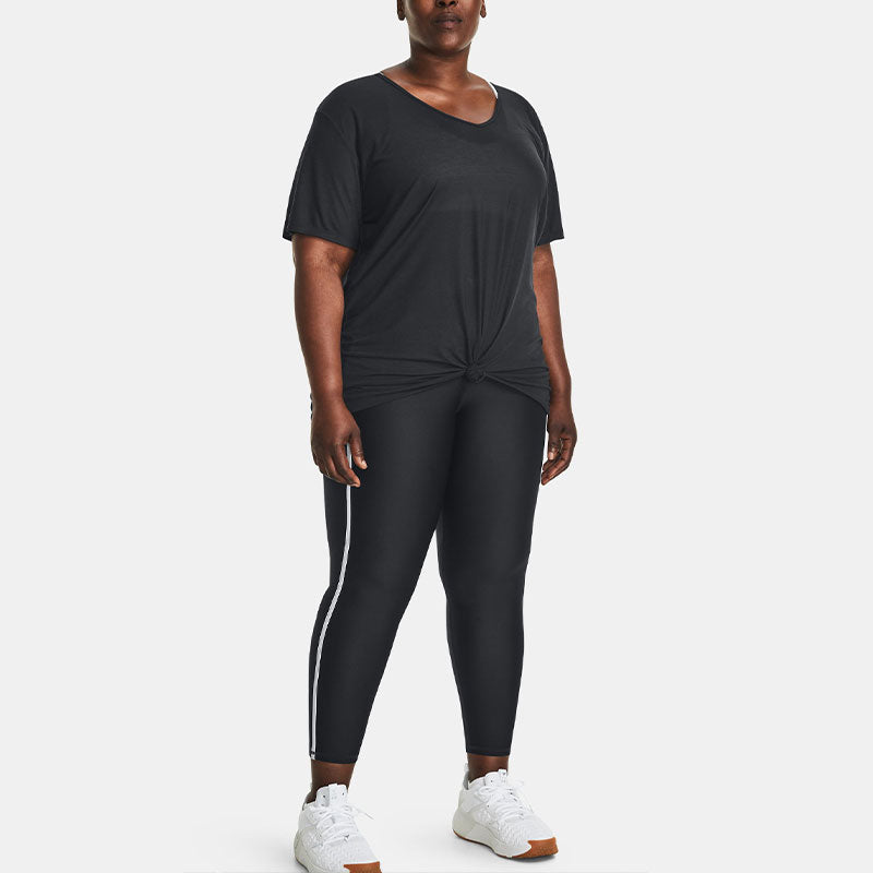 (WMNS) Under Armour Project Rock Completer Deep V T-shirt 'Black' 1380335-001