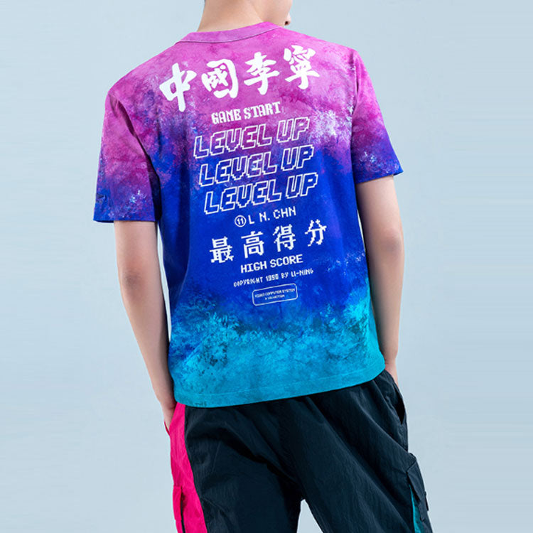 Li-Ning Printing Sports Round Neck Short Sleeve 'Purple Red' AHSQ629-3