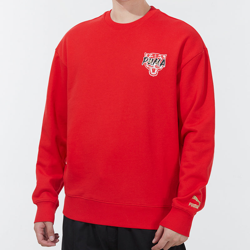 PUMA Funny Logo Sports Pullover Round Neck Red 536574-11
