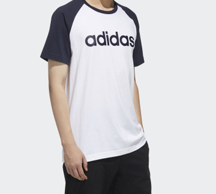 adidas neo Logo Printing Sports Short Sleeve White FP7439
