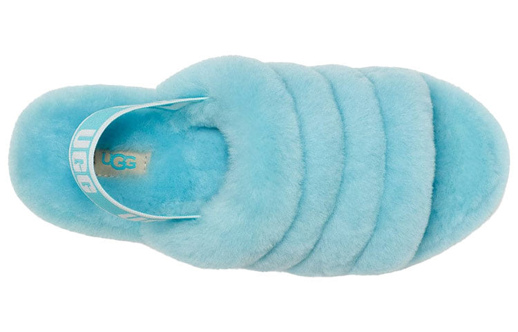 (WMNS) UGG Fluff Yeah Slide Thick Sole Blue Slippers 1095119-CRWT