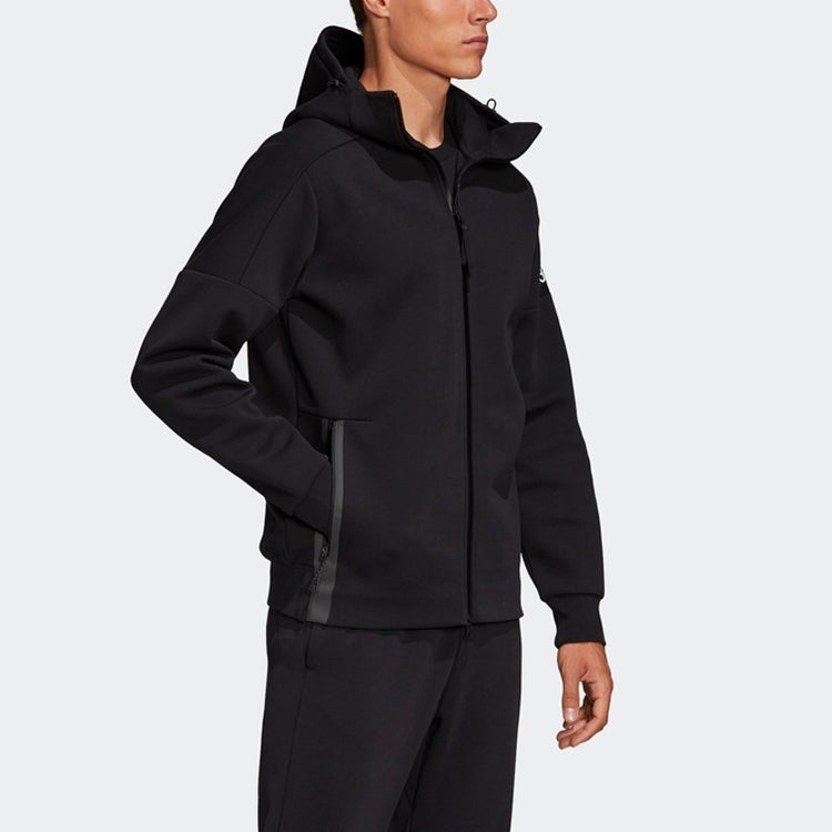 adidas Logo Pattern Loose Hooded Jacket Black FR6014