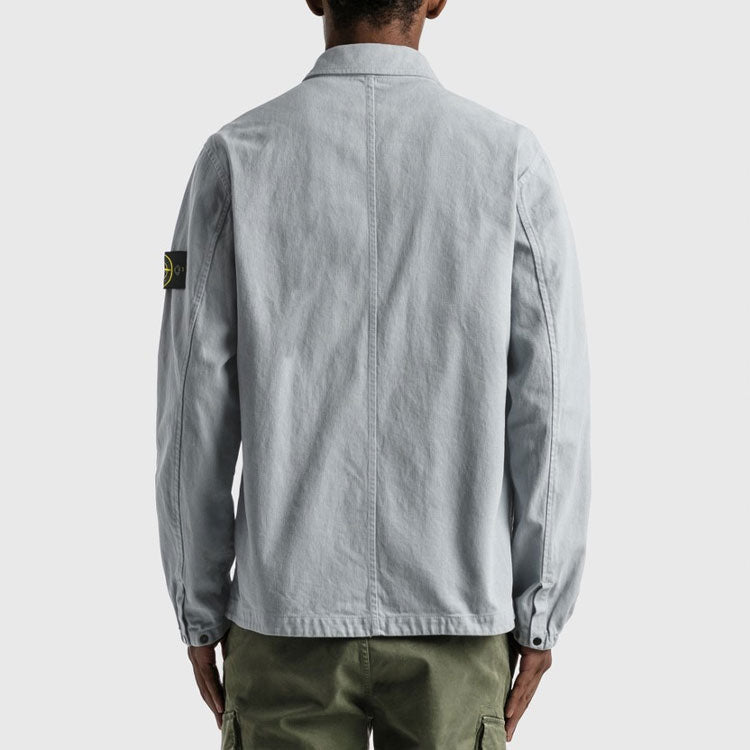 STONE ISLAND Garment Dyed Zip Shirt Overshirt 'Light Grey' 751510704-V0061
