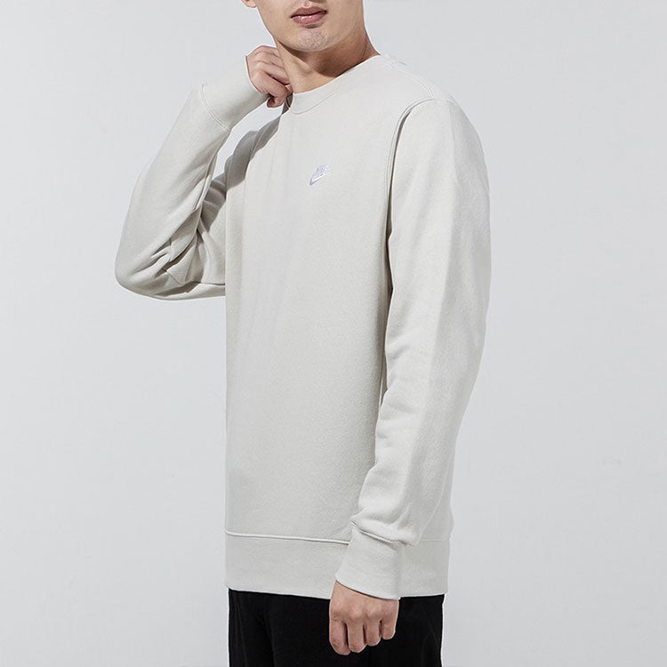 Men's Nike Logo Casual Sports Round Neck Pullover Beige BV2663-072