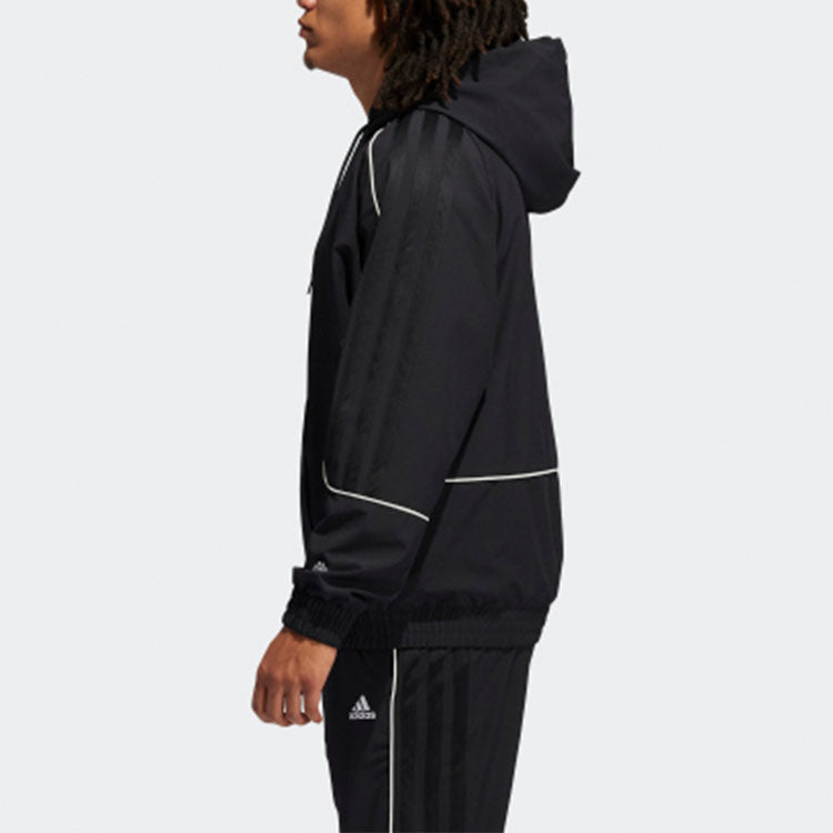 adidas Hrd Cu Embroidered Logo hooded Pullover Long Sleeves Black FR5736