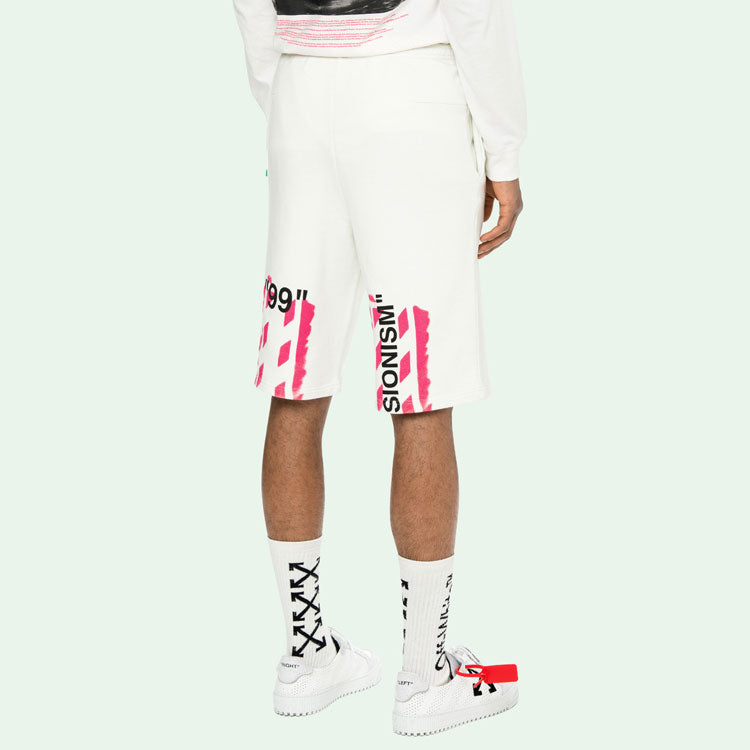 Off-White c/o virgil abloh For Men's White Diag Stencil Sweatshorts White/Pink OMCI006R190030150228