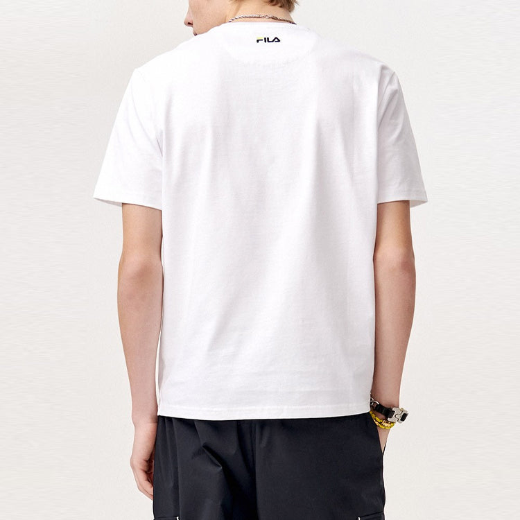 FILA FUSION Alphabet Logo Loose Round Neck Short Sleeve White T11M123108F-WT
