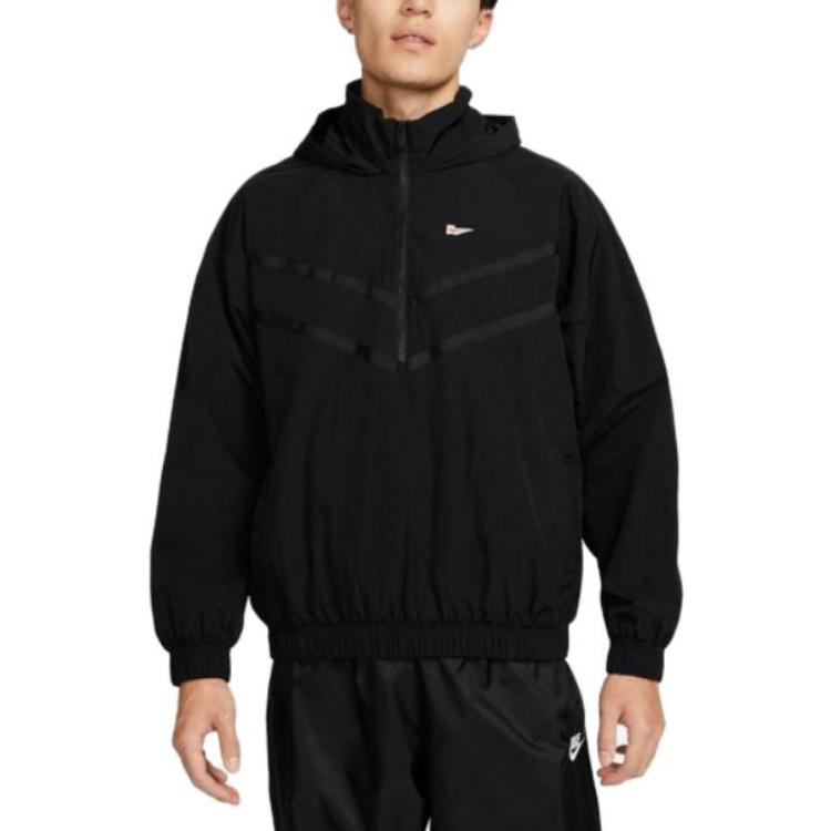 Nike Heritage Essentials Half-zip Overhead Woven Windbreaker Jacket Asia Sizing 'Black' FD0903-010