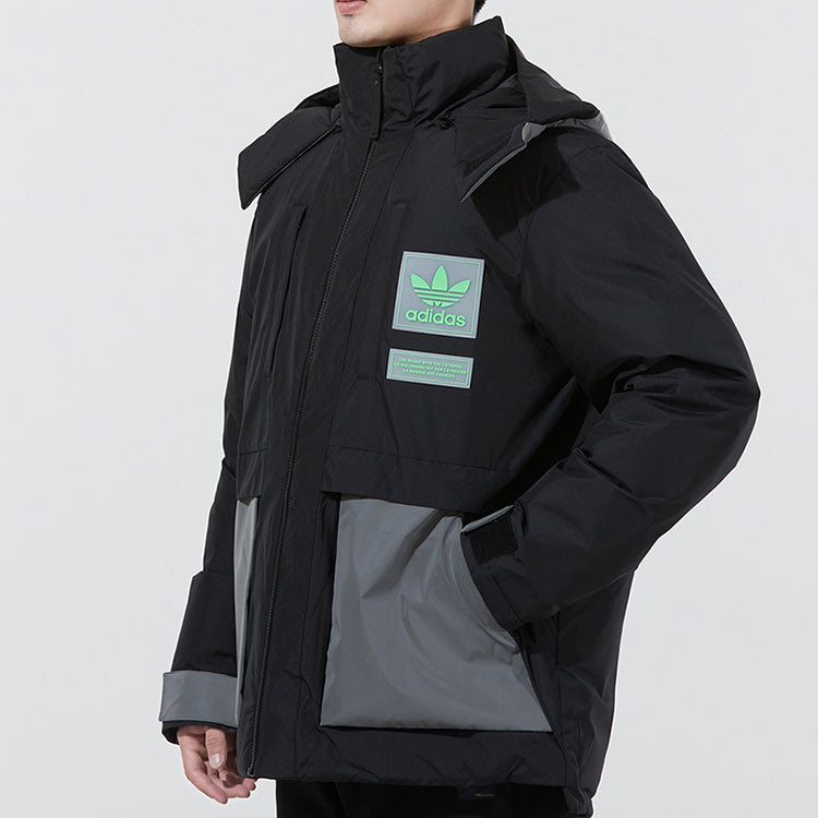 adidas originals Innov Fab Downj Casual Stay Warm Sports hooded down Jacket Black H66017