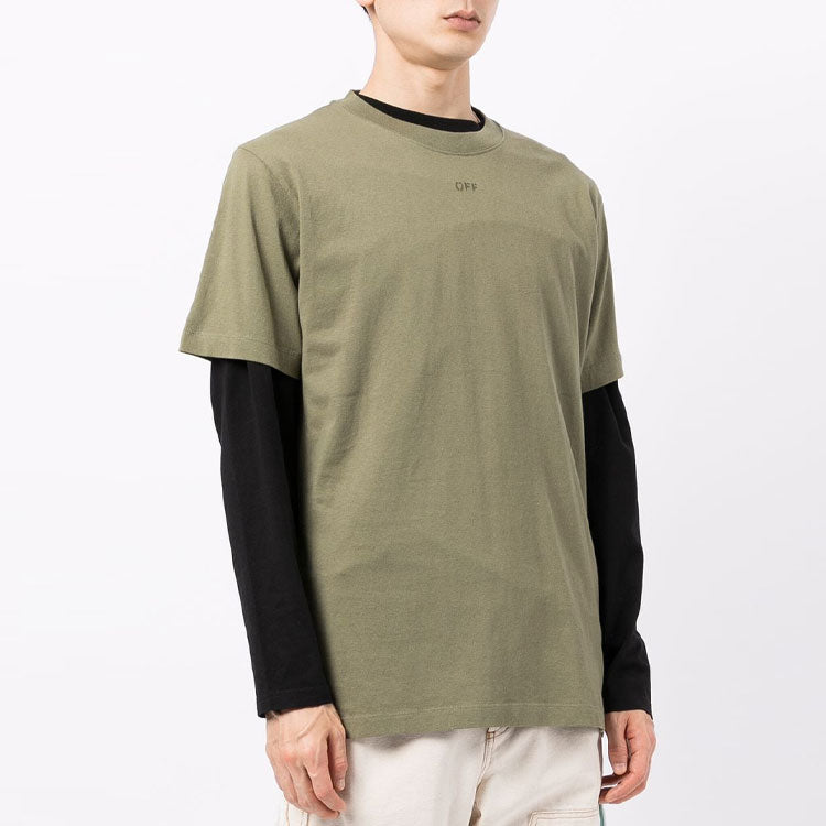 Off-White FW21 Logo Arrow Pattern Round Neck Short Sleeve Ordinary Version Green OMAA027F21JER0075555
