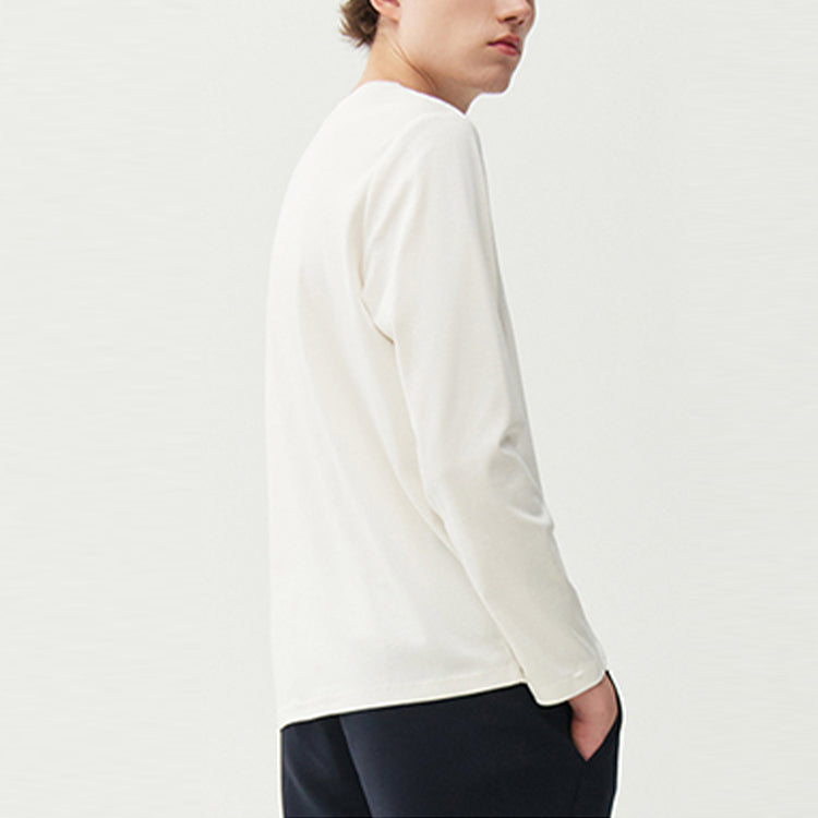 FILA Logo Embroidered Loose Round Neck Long Sleeves White F11M118232F-WT