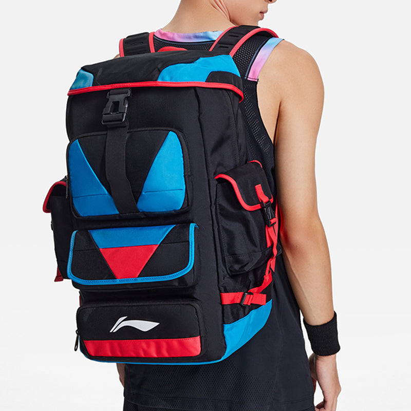 Li-Ning Basketball Outdoor Backpack Large 'Black Blue Red' ABSS315-1