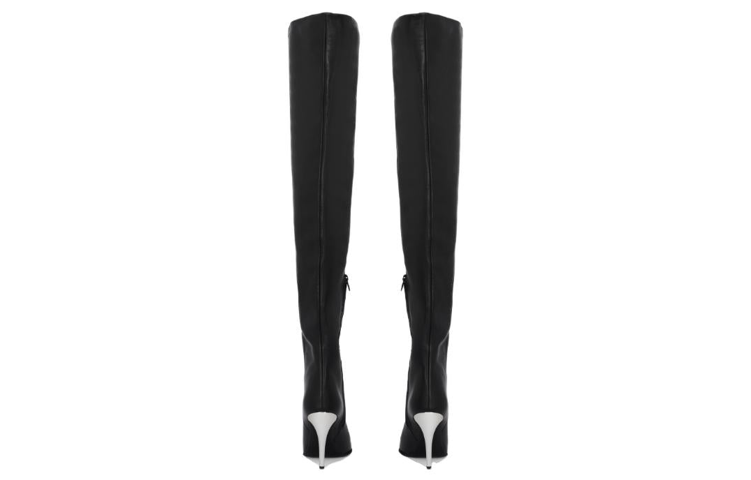 (WMNS) Alexander McQueen Armadillo Thigh-high Boots 'Black Silver' 780672WIEG21399