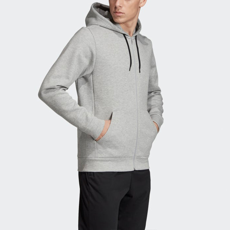 Men's adidas Zipper Hooded Track Jacket Gray DX7658