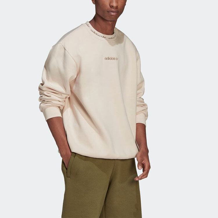 Men's adidas originals Printing Round Neck Loose Long Sleeves Creamy White HM2666