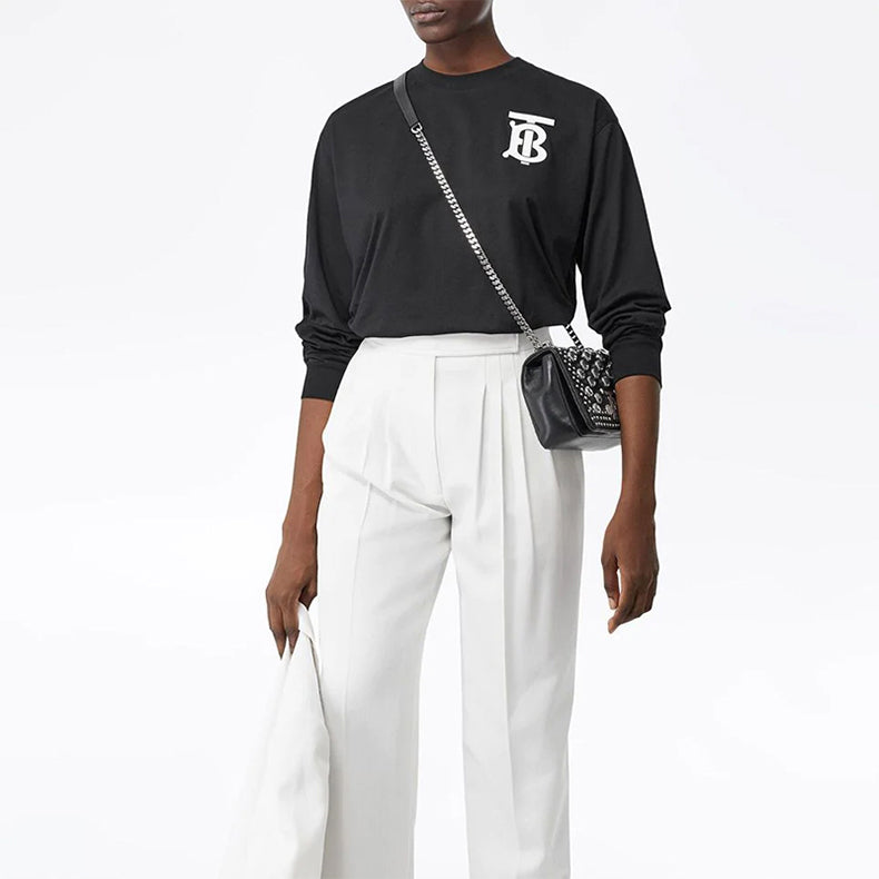 Burberry Alphabet Logo Printing Pattern Round Neck Long Sleeves Black 80243421